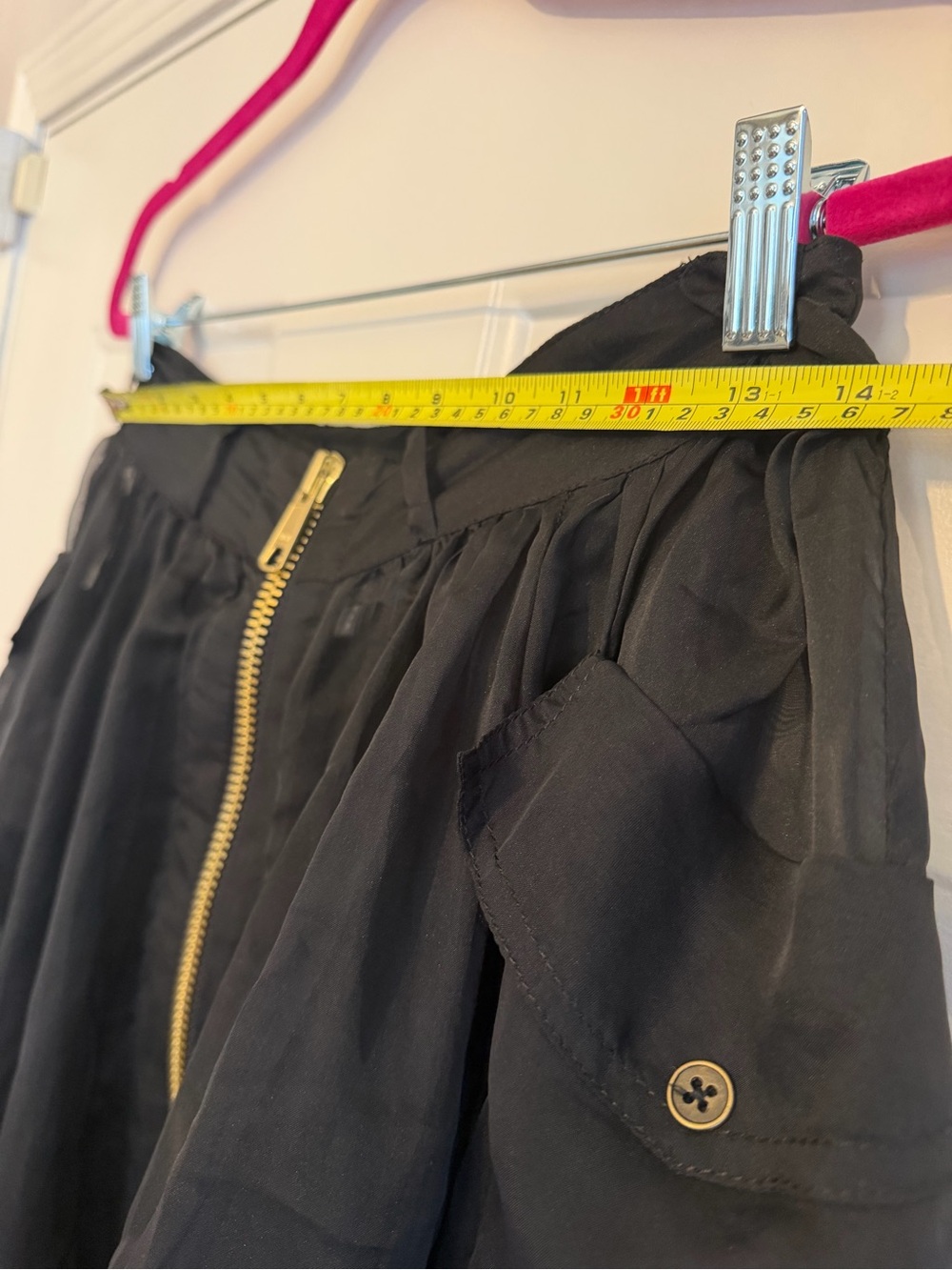 Anthropologie Black Sheer A-Line Maxi Skirt with Gold Zip - Picture 8 of 8